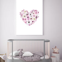 Nursery decor girl flower, nursery wall art girl pink, pink nursery, heart nursery, nursery decor girl boho, nursery decor girl floral