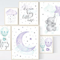 Purple mint nursery wall art, Nursery decor girl purple, purple nursery, lilac nursery print, lavender, purple teal, baby girl nursery, aqua