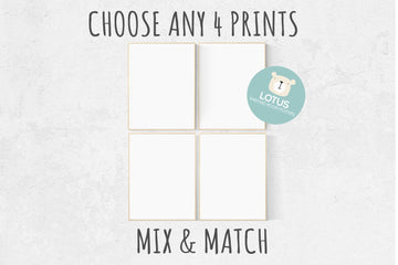 Choose Any 4 prints, Mix and match! Custom nursery decor, Custom nursery art, set of 4 prints, nursery decor girl, nursery decor boy, prints
