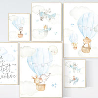 Nursery decor boy airplane, nursery decor boy hot air balloon, travel, you are our greatest adventure, nursery wall art animals, boy nursery