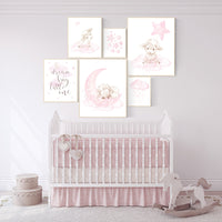 Baby room decor girl, Nursery wall art girl pink, Sheep nursery decor, sheep nursery art, lamb nursery decor, lamb print for nursery, lambs