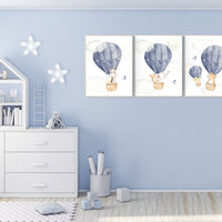 Hot air balloon nursery, Nursery decor boy, navy blue nursery, travel theme, elephant, bear, giraffe, bunny, travel nursery, woodland animal