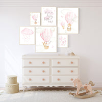 Nursery decor girl woodland, hot air balloon nursery animal, girl nursery wall decor, animal prints for nursery, nursery set for girls