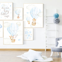 Hot air balloon nursery, nursery wall art boy, You are our greatest adventure, moon and stars, Nursery decor boy neutral, travel nursery art