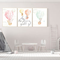 Nursery decor safari animals, hot air balloon, elephant and giraffe, gender neutral, nursery decor twins, animal nursery, neutral, unisex