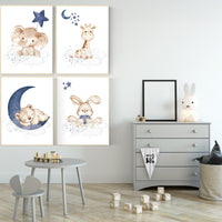 Animal nursery, Nursery decor boy elephant, bunny nursery art, navy blue, bear nursery, giraffe baby room wall art, boy room, navy gray grey