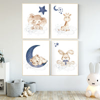 Animal nursery, Nursery decor boy elephant, bunny nursery art, navy blue, bear nursery, giraffe baby room wall art, boy room, navy gray grey