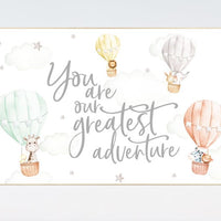 Hot air balloon nursery, gender neutral, you are our greatest adventure, safari animals, animal prints for nursery, twin nursery, unisex