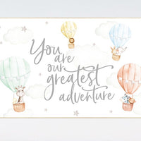 Nursery decor gender neutral, you are our greatest adventure, Hot air balloon nursery, safari animals, twin nursery, playroom decor, balloon