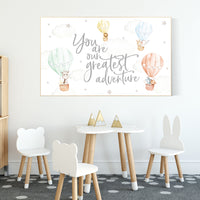 Nursery decor gender neutral, you are our greatest adventure, Hot air balloon nursery, safari animals, twin nursery, playroom decor, balloon