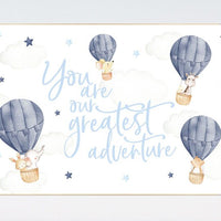 Hot air balloon nursery, Nursery decor navy blue, you are our greatest adventure, nursery decor boy, animal nursery, woodland animals