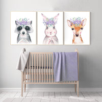 Nursery decor woodland, purple nursery, nursery decor animals, nursery wall art woodland animals, lilac, lavender, animal nursery