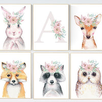 Woodland nursery, nursery decor woodland, nursery wall art animals, nursery wall art woodland, Woodland Animals Nursery Art, girl nursery
