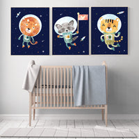 Nursery decor boy space, animals, Space nursery decor, Space themed nursery, outer space, boys room wall art, baby boy, space nursery