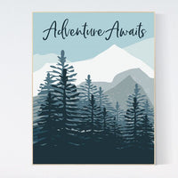 Nursery decor boy mountain, adventure, nursery wall art woodland, adventure awaits nursery, nursery decor neutral, baby room decor mountains