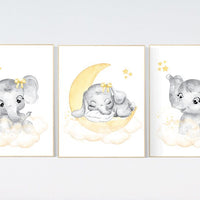 Nursery decor girl yellow, nursery wall art elephant, yellow gray, grey, elephant balloon, girl nursery decor, yellow nursery, animal prints
