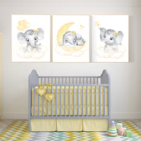 Nursery decor girl yellow and gray, nursery wall art elephant, yellow, grey, elephant balloon, girl nursery decor, yellow nursery, animals