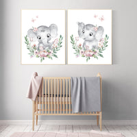 Nursery decor girl butterflies, boho nursery, elephant nursery wall art, nursery decor girl floral, animal prints, flower nursery, boho