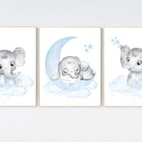 Nursery decor boy, Nursery decor elephant, nursery wall art elephant, baby room decor boy, Elephant Nursery Art, Baby Boy Nursery Art