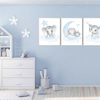Nursery decor boy, Nursery decor elephant, nursery wall art elephant, baby room decor boy, Elephant Nursery Art, Baby Boy Nursery Art