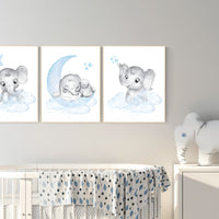 Nursery decor elephant, Nursery decor boy, nursery wall art elephant, baby room decor boy, Elephant Nursery Art, Baby Boy Nursery Art