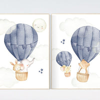 Hot air balloon nursery, nursery decor animals, nursery decor boy theme, elephant, baby bear, safari animals, adventure nursery, elegant
