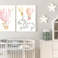 Nursery decor animals, hot air balloon, safari animals, gender neutral, nursery decor twins, animal nursery, neutral, unisex