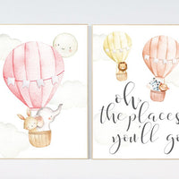 Nursery decor animals, hot air balloon, safari animals, gender neutral, nursery decor twins, animal nursery, neutral, unisex