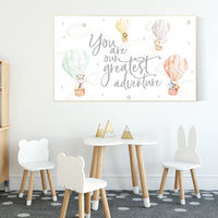 Hot air balloon nursery, gender neutral, you are our greatest adventure, safari animals, animal prints for nursery, twin nursery, unisex