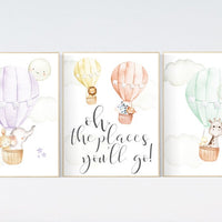 Nursery decor animals, hot air balloon, elephant giraffe, bear, gender neutral, nursery decor twins, animal nursery, neutral, unisex