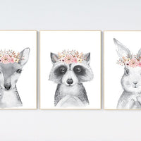 Nursery decor girls, Nursery prints woodland, flower nursery, nursery prints animals, nursery decor girl flower, boho nursery, blush pink