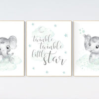 Mint and grey nursery, Elephant themed baby room, nursery pictures, baby room pictures, gender neutral, mint green, baby room ideas