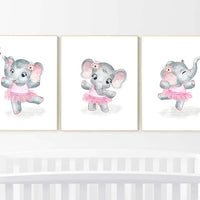 Ballerina elephant, baby room decor girl, Elephant, nursery prints girl, elephant nursery print, Nursery Girl Print, Pink nursery wall art