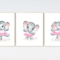 Ballerina elephant, baby room decor girl, Elephant, nursery prints girl, elephant nursery print, Nursery Girl Print, Pink nursery wall art