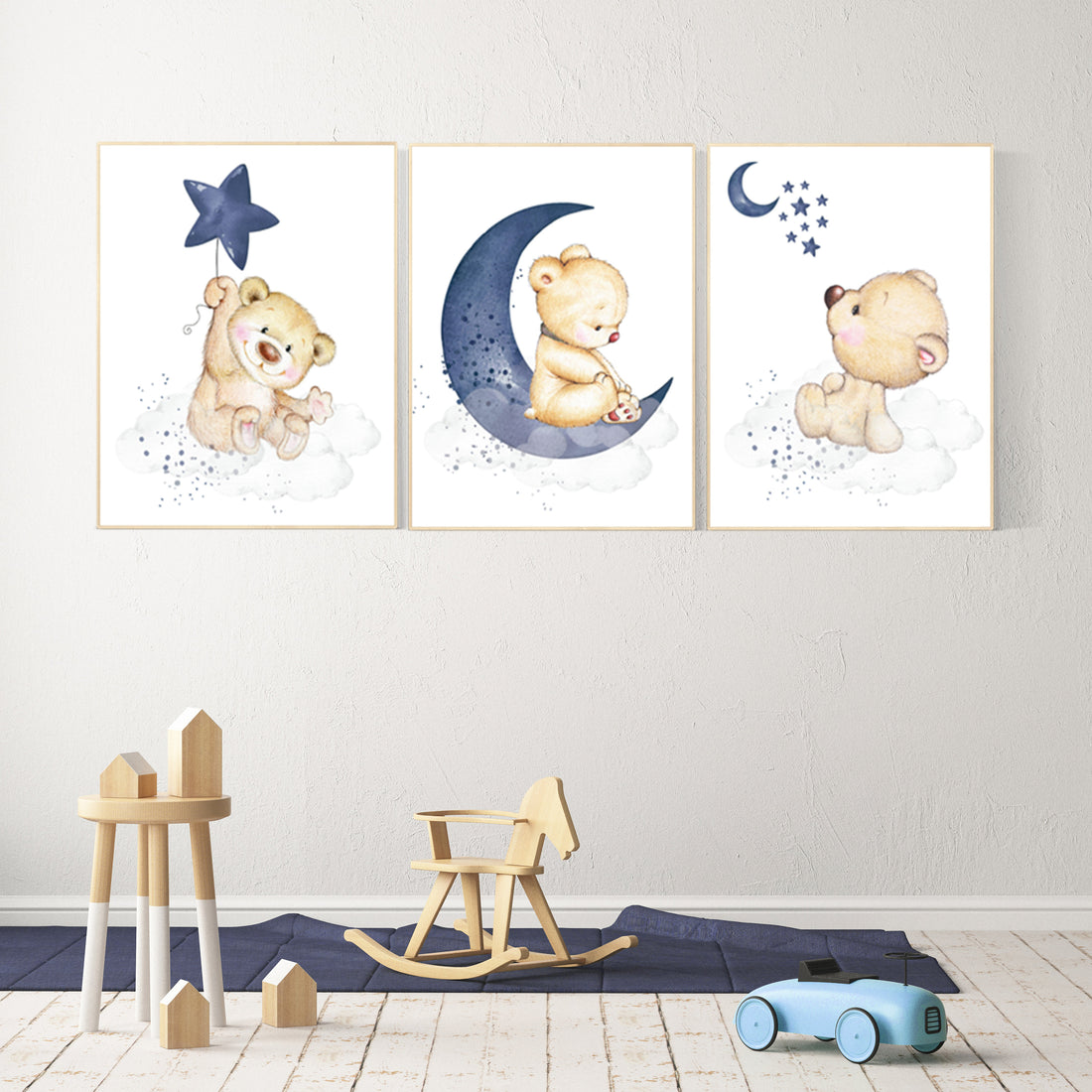 Nursery decor bear, nursery decor boy, bear nursery print, teddy bear decor, nursery wall art animals, boy nursery wall decor, navy blue