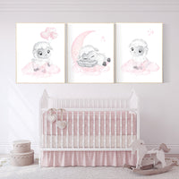 Nursery decor lamb, Sheep nursery decor, Nursery decor girl, nursery wall art sheep, moon and cloud wall art nursery, girl nursery decor