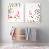 Nursery wall art birds, nursery decor girl floral, nursery decor girl flower, baby bird nursery, spring theme baby shower, bird nursery art