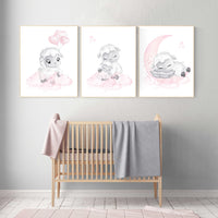 Nursery decor lamb, nursery wall art girl, Sheep nursery decor, sheep nursery art set, nursery decor girl farm, lamb nursery art, pink grey