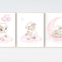 Sheep nursery decor, Nursery decor girl, nursery decor lamb, nursery wall art sheep, girl nursery, baby room decor girl, farm animals