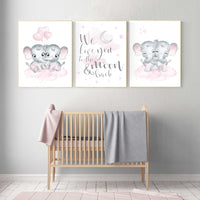 Twin nursery wall art, twin nursery decor, elephant, pink gray, baby girl twin decor, twin baby shower, twin baby girls, baby girl twins