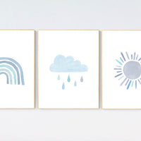 Nursery prints rainbow, Nursery decor boy, nursery wall art boy, blue, moon star, cloud, nursery wall art, boy nursery print, rainbow