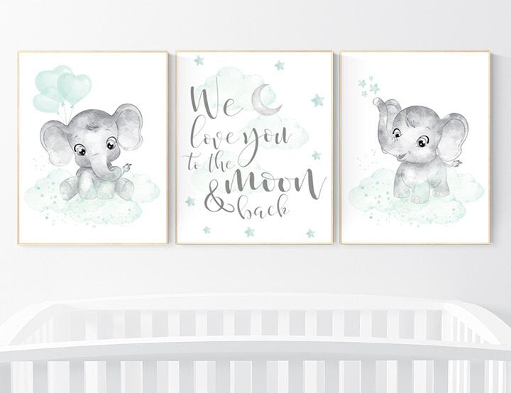 Mint green elephant baby bedding hotsell