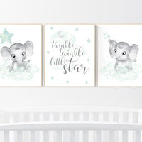 Mint and grey nursery, Elephant themed baby room, nursery pictures, baby room pictures, gender neutral, mint green, baby room ideas