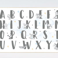 Alphabet print, alphabet print landscape, kids, alphabet print nursery, animal alphabet poster, gender neutral, animal nursery wall art