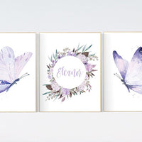 Butterfly Nursery Art: Purple Lilac Decor for Baby Girl