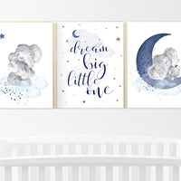 Nursery decor boy, Navy nursery decor, moon and stars, navy blue nursery art. baby room wall art, boy nursery decor, nursery prints boy,