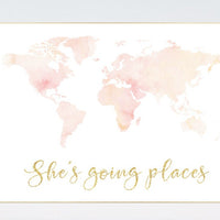 Blush nursery, watercolor world map, light coral, light peach, Nursery baby girl room, nursery wall art map, map print, girl room decor