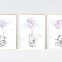 nursery decor girl purple, nursery decor girl lavender and gray, lavender and gray, nursery decor elephant, elephant nursery, lilac nursery