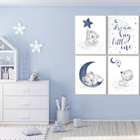 Nursery decor boy baby bear, nursery decor boy navy, nursery wall art animals, bear nursery decor, boy nursery prints, navy blue nursery