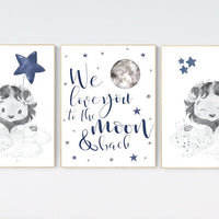 Lion nursery wall art, Nursery decor boy, navy nursery art, boy nursery ideas, boy nursery decor, safari animals, animal prints, boys room